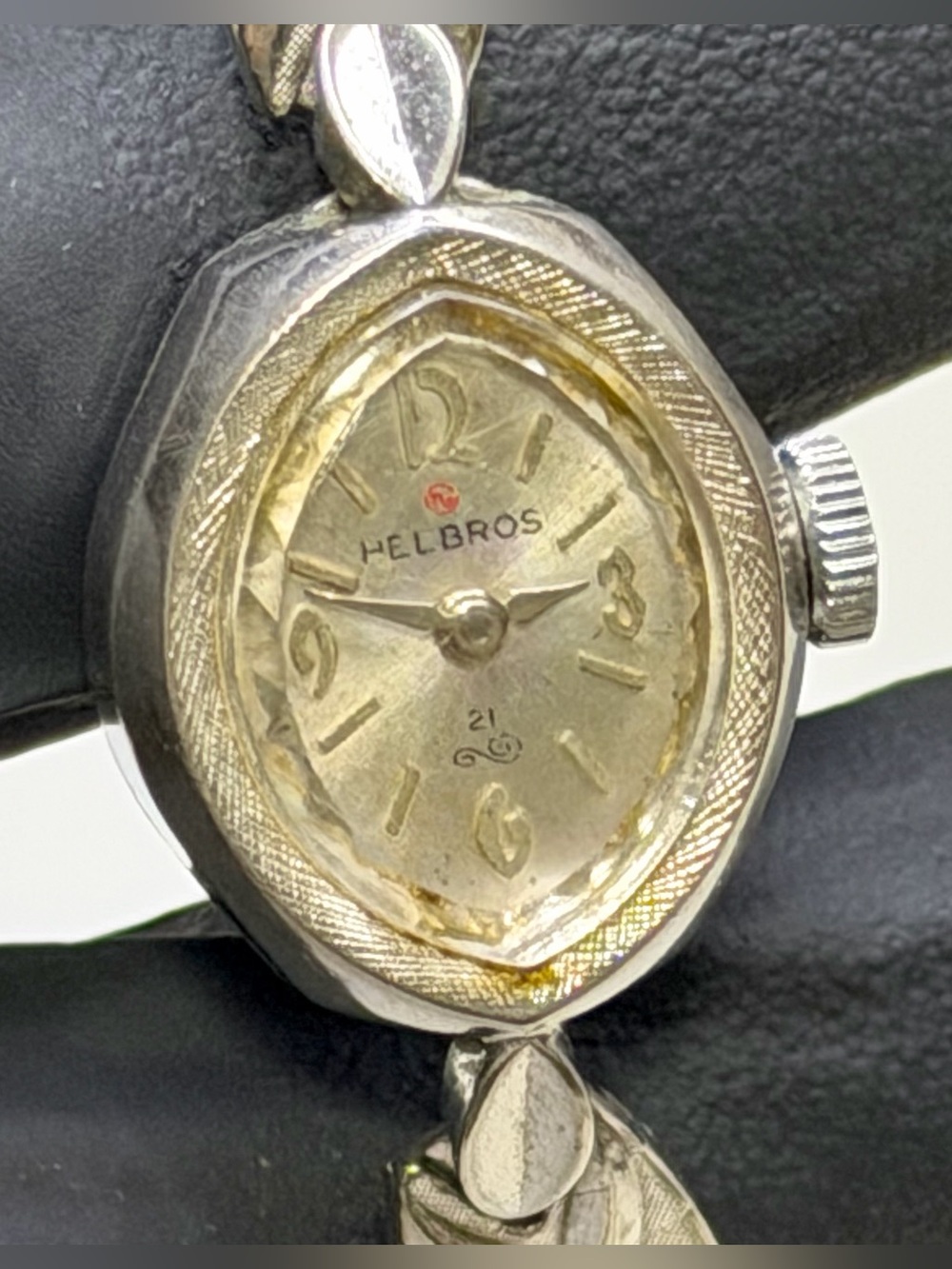 Helbros Dainty Mechanical Hand-Wind Diamond-Shape SS Case Ladies’ 17mm Watch